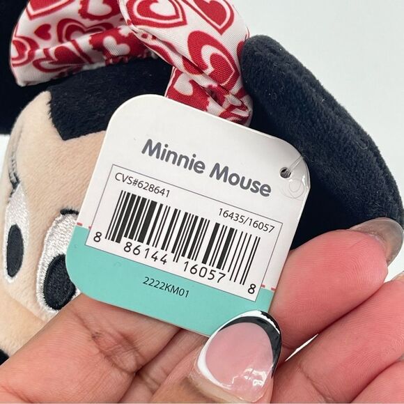 Disney Mickey and Minnie Mouse Red White Hearts Valentine 10” Bean Plush Set - Picture 11 of 15